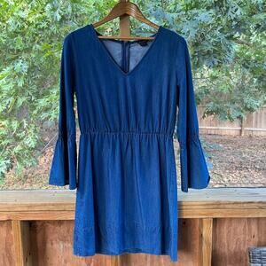 Club Monaco Blue Chambray Flared Sleeve Mini Dress Size M